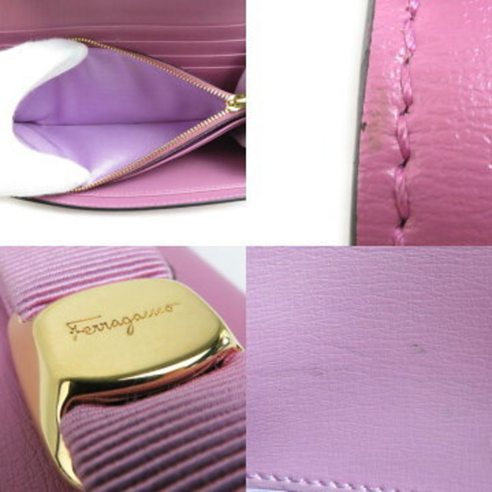 Salvatore Ferragamo Vara Ribbon Leather Long Wallet Purple - Picture 4 of 5